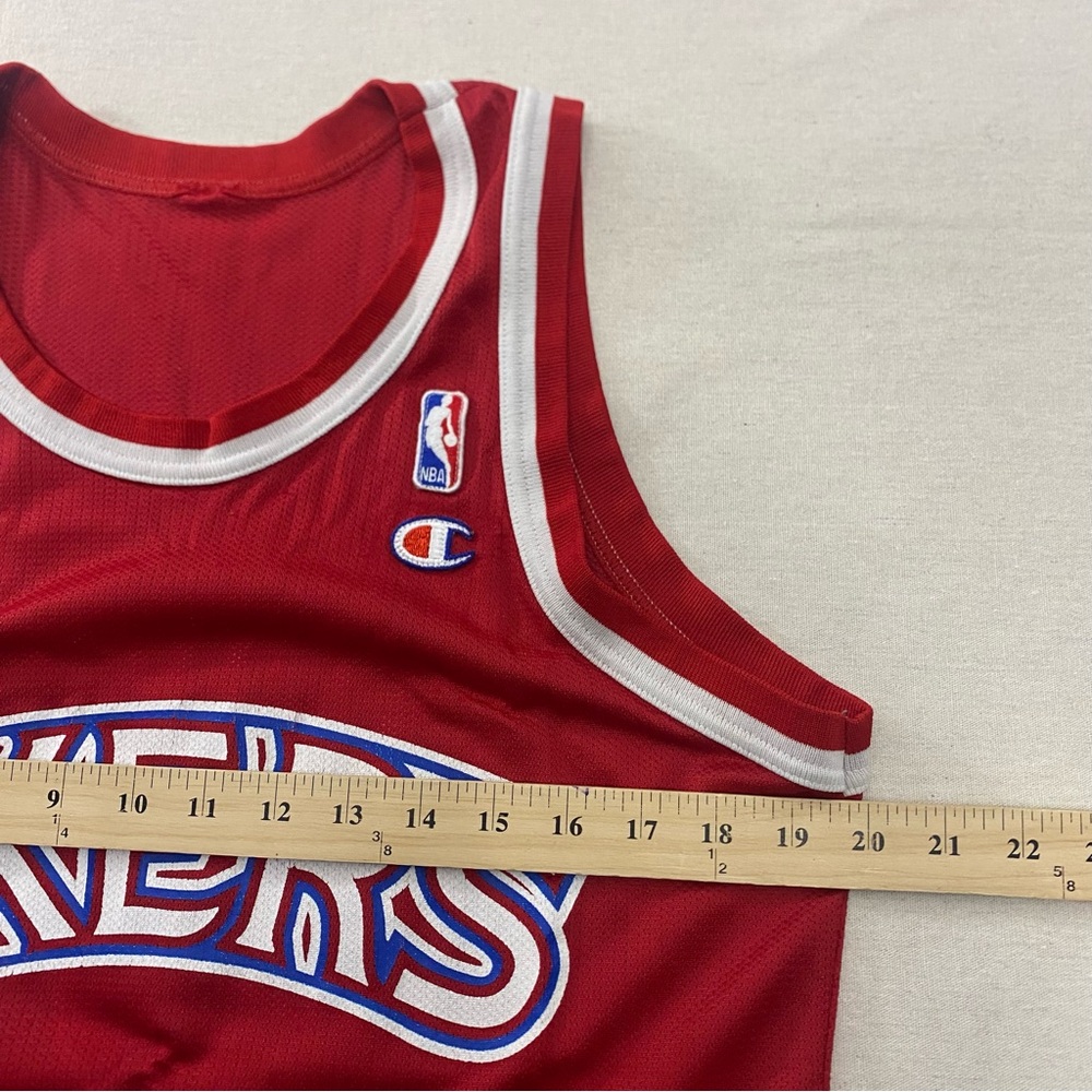Vintage Champion Philadelphia 76ers Sixers Jersey Men's 40 Red Allen Iverson #3 - Picture 9 of 10